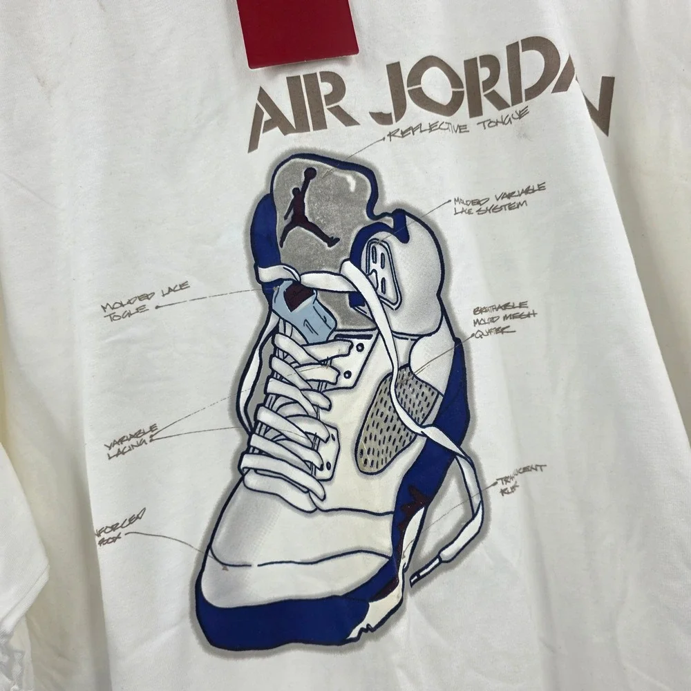 VINTAGE 90S RARE NIKE AIR JORDAN SHIRT MENS 2XL XXL SNEAKER BLUE DEADSTOCK *READ